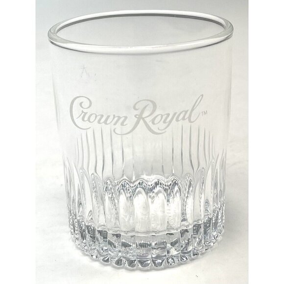 1x CROWN ROYAL 3.5" Clear Branded Lowball Rocks Etched Whisky GLASS Barware EUC - Picture 1 of 4